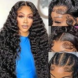 Transparent Lace Front Human Hair Deep Wigs 40 46 Inches 13x4 13x6 HD PrePlucked Brazilian Deep Wave Lace Frontal Wig for Women
