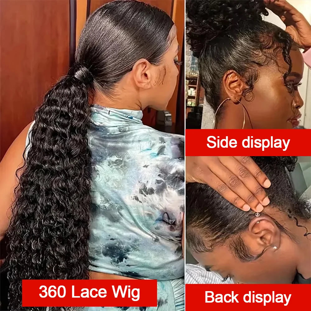300% Density Curly Wigs HD 360 Full Lace Front Human Hair Wigs Brazilian