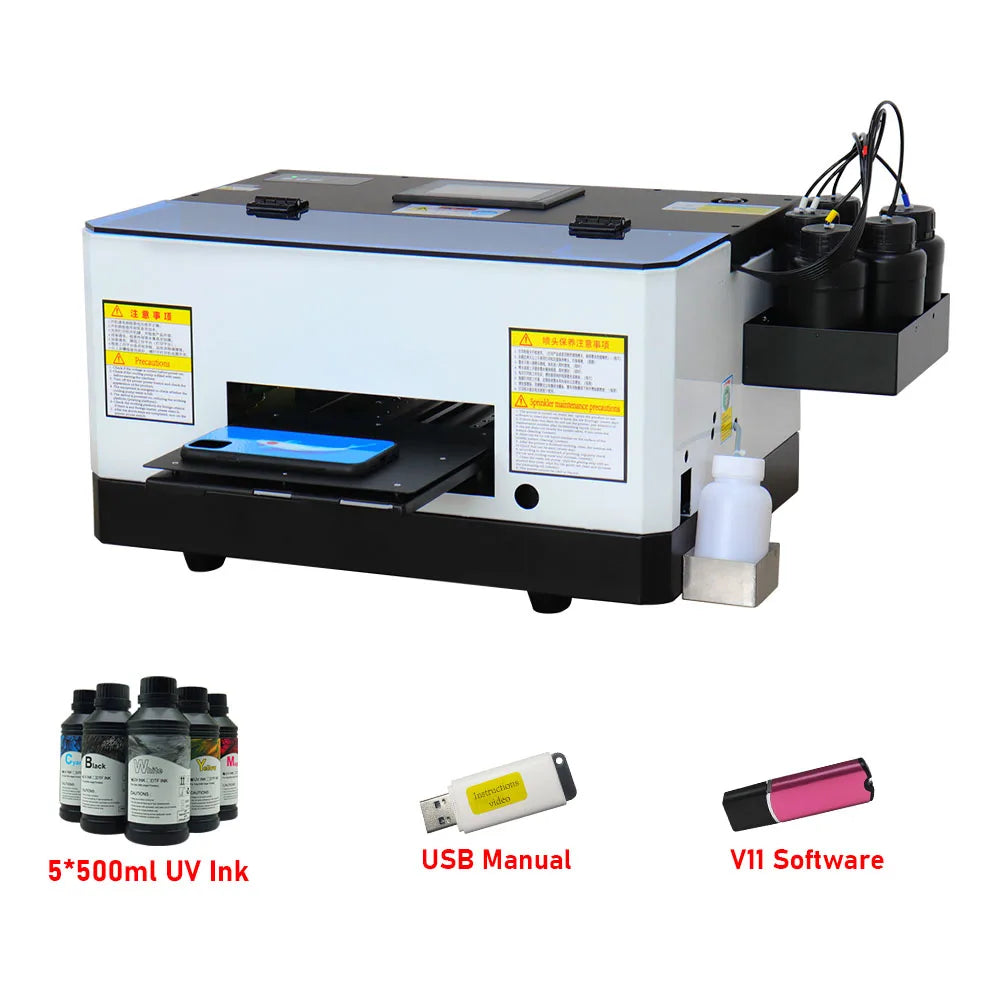 Mini UV Printer A5 L800 Multifunction UV Flatbed Printing Machine for Phone Case Acrylic Wood USB Pen Phone Cover UV Printer