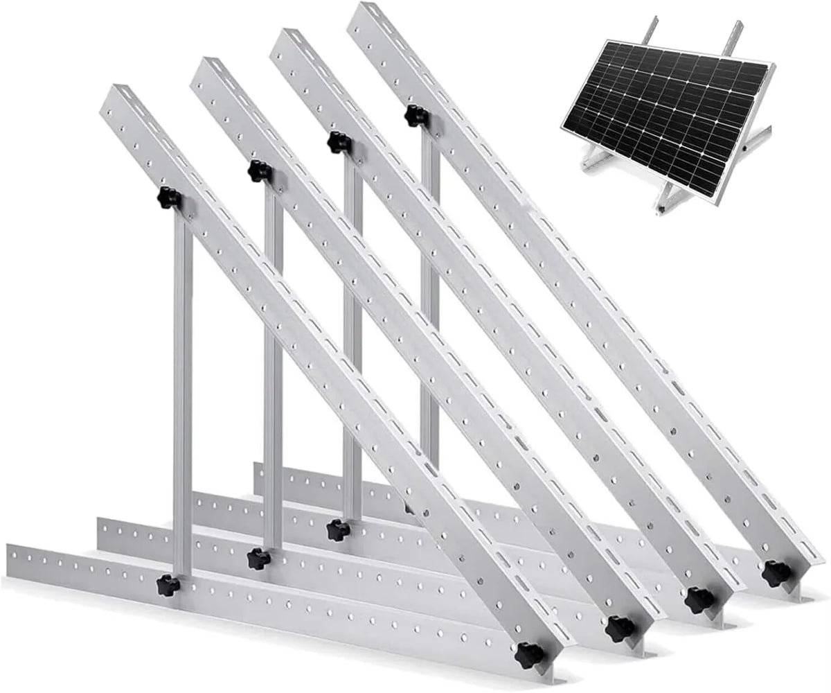 RVPOZWER 47in Adjustable Solar Panel Mount Bracket Heavy‑Duty Tilt Legs Stand 1/2/4 PCS for Roof RV Caravan Boat Off‑Grid Outdoor Solar Panel Installation