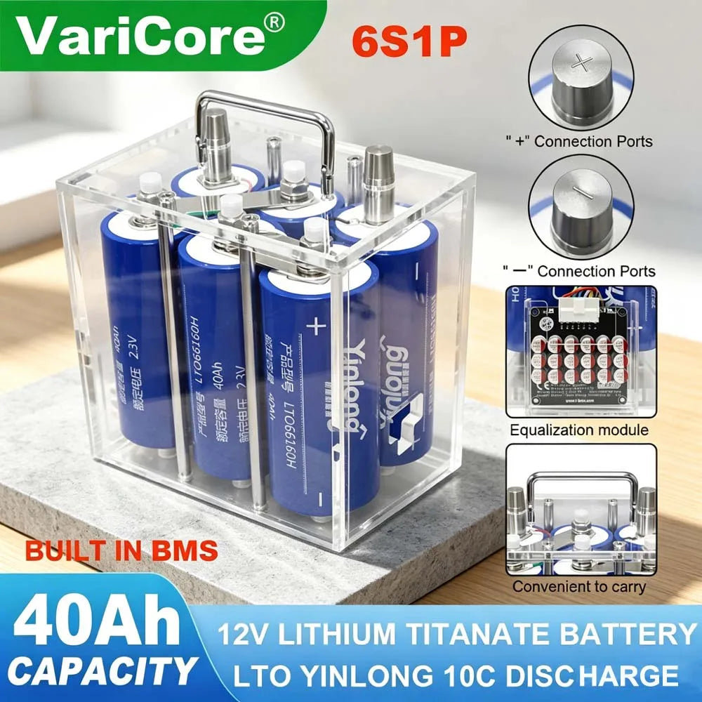12V/24V 45Ah Lithium Titanate Battery Pack Yinlong LTO 6616010C High-power Built-in BMS Car Audio Rechargeable Tax-free