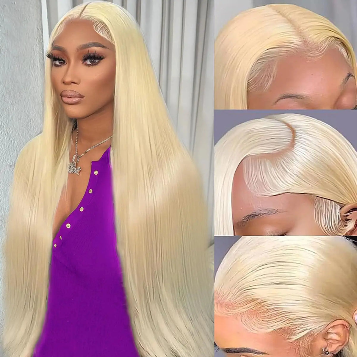 Blonde 613 Hd Lace Frontal Wig 13X6 Brazilian Straight Human Hair Wig 38Inch Transparent Lace Frontal Wig For Women 260 Density