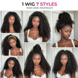 Glueless Half Wigs Human Hair Kinky Curly Headband Wig Upgrade 3 IN 1 No