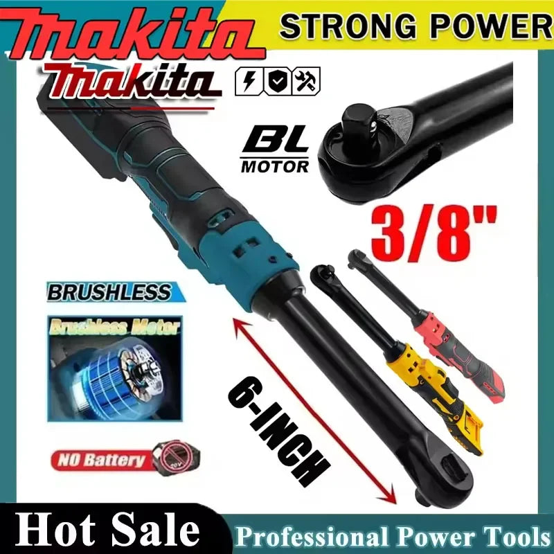 Makita Electric Ratchet Wrench 6-Inch 3/8' Extension Head Disassembly Nut 220Nm Cordless Drive Tool for  Milwaukee/Dewalt