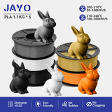 JAYO 3D Printer Filament  PETG PLA HSMPETG PLA PLUS 1.75mm 5Rolls 3D Printing Materials for 100% No Bubble &FDM 3D Pen DIY Gift