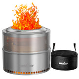 Wood Burning Firepit,Large Stainless Steel Smokeless Fire Pit with Carry Bag,Outdoor Camping Firewood Burner Stove