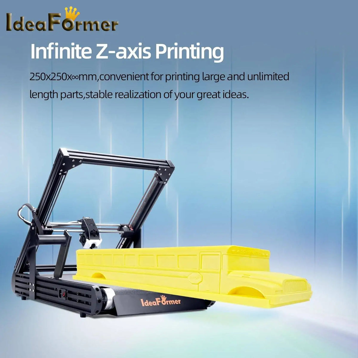 IdeaFormer IR3 V2 Conveyor Belt 3D Printer Infinite Z Axis 250x250x∞mm Core XY 400mm/s Auto Leveling Long Model Batch Printing