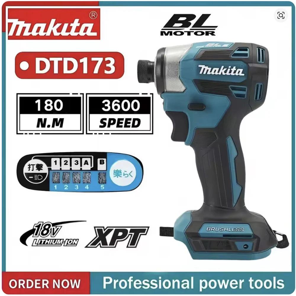 Battery 18V6.0AhMakita DTD173 Brushless Impact Driver Rechargeable Screwdriver Drills Cordless Power Tools 18V BL Motor Tools