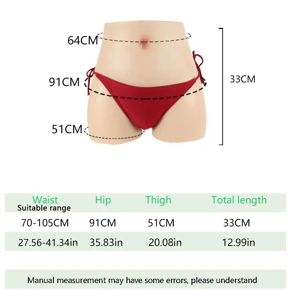 Lifelike Silicone Fake Butt Pants with Vagina Insert Crossdresser Hip Enhancer Realistic Texture for COSPLAY Drag Queen