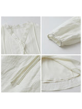 CHIC VEN Women Dresses Loose Casual V-neck Ruffled Long Sleeve Female Long Dress Design A-line Spring Summer 2025