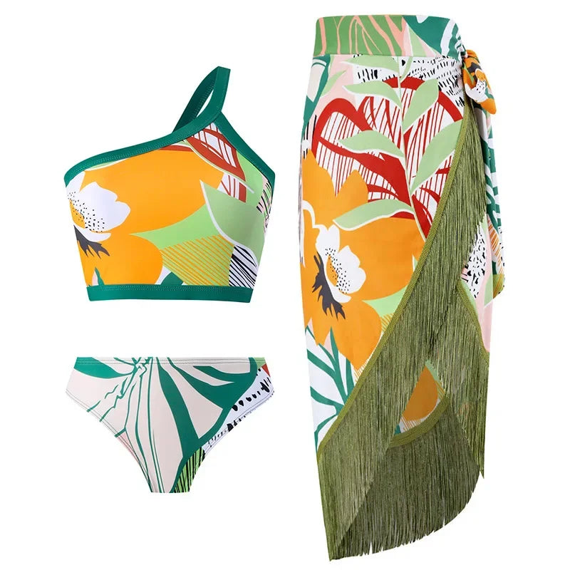 New three piece swimsuit swimsuit lace up beach skirt bikini