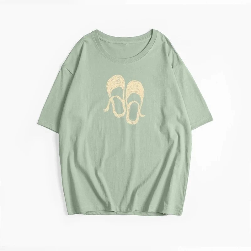 Hirsionsan Harajuku Graphic Printed T Shirt Women 2026 New Summer Cotton Soft Short Sleeve Tee Female Oversized High Street Tops