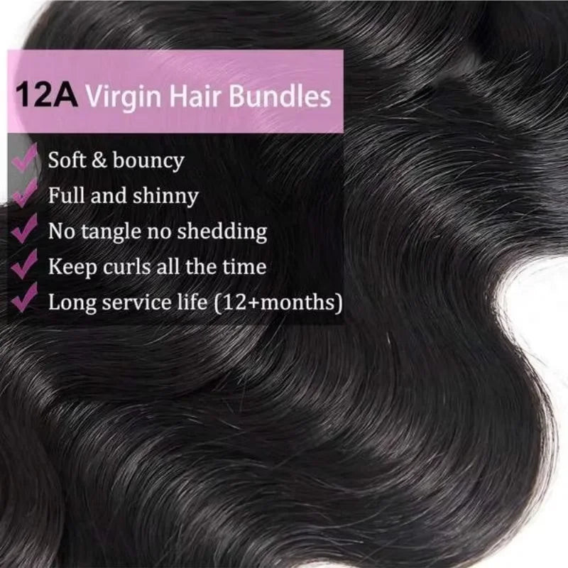 30 32 Inch 16A Body Wave Bundles 100% Human Hair Brazilian 2 3 4 Pcs Virgin Weave Raw Hair Double Weft Thick Human Hair Bundles Extensions For Women