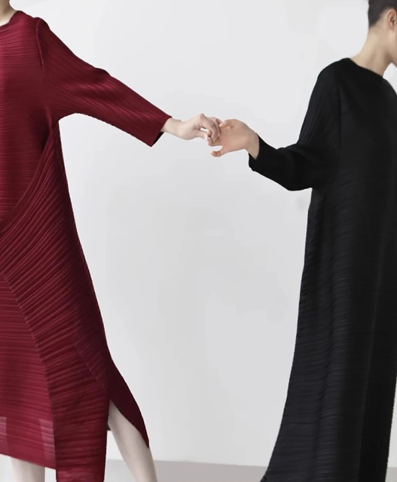 Miyake Pleated Original Design Large Size Dress Women's Spring Summer New Korean Style Causal Long Loose Clothes