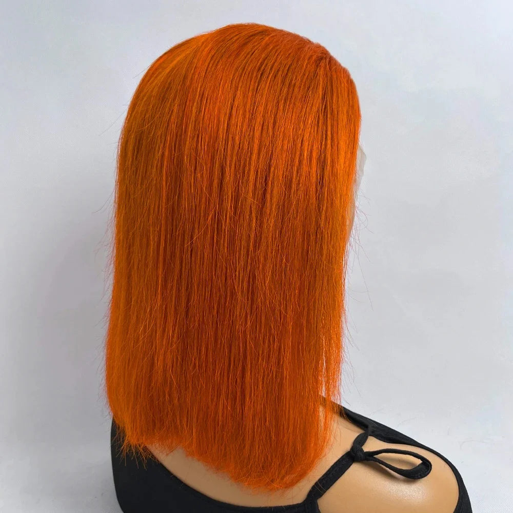 13x4 Lace Front Short Bob Wig 350 Ginger Orange Color Straight