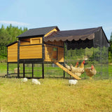 Large Steel Frame Chicken Coop for 6-8 Hens with Nesting Box and Waterproof Cover