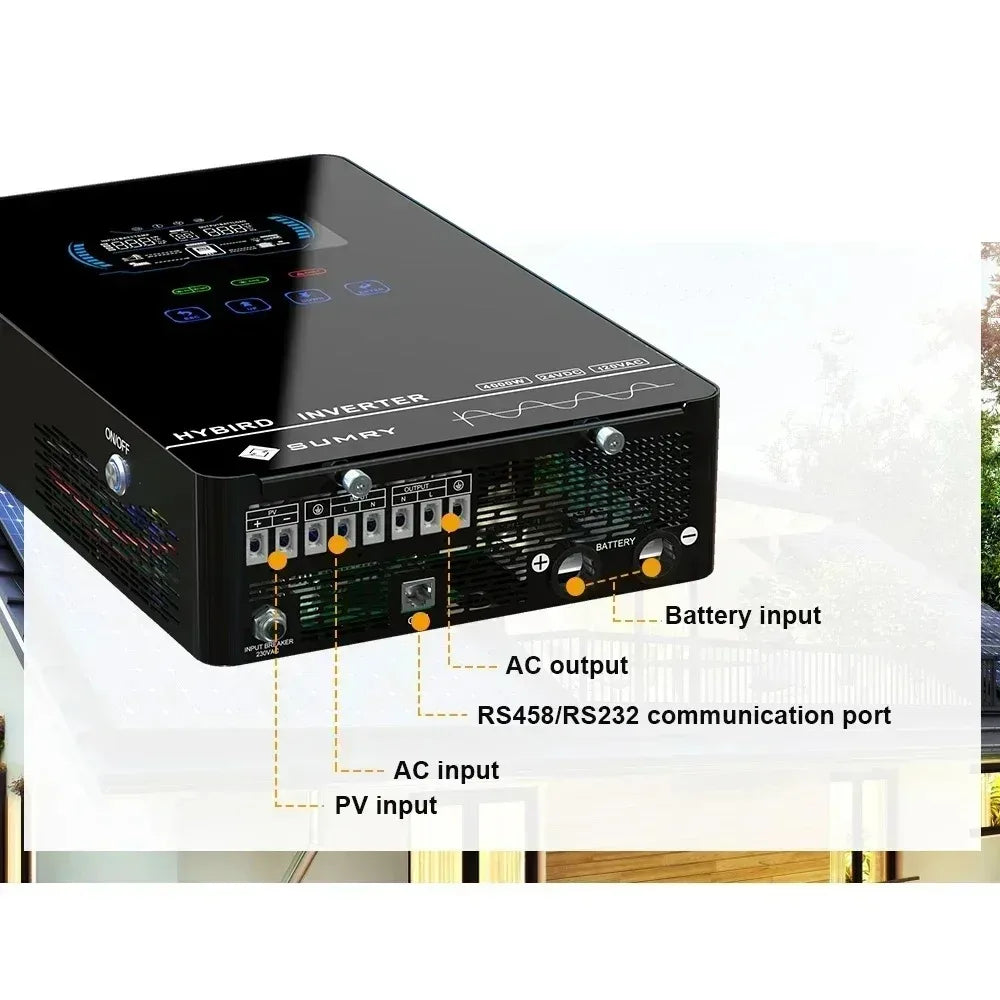 ECGSOLAX 4KW Hybrid Solar Inverter 24V 110V/120V With MPPT 110A Solar Charger Touch Screen LCD Hybrid Inverter With/Without WiFi
