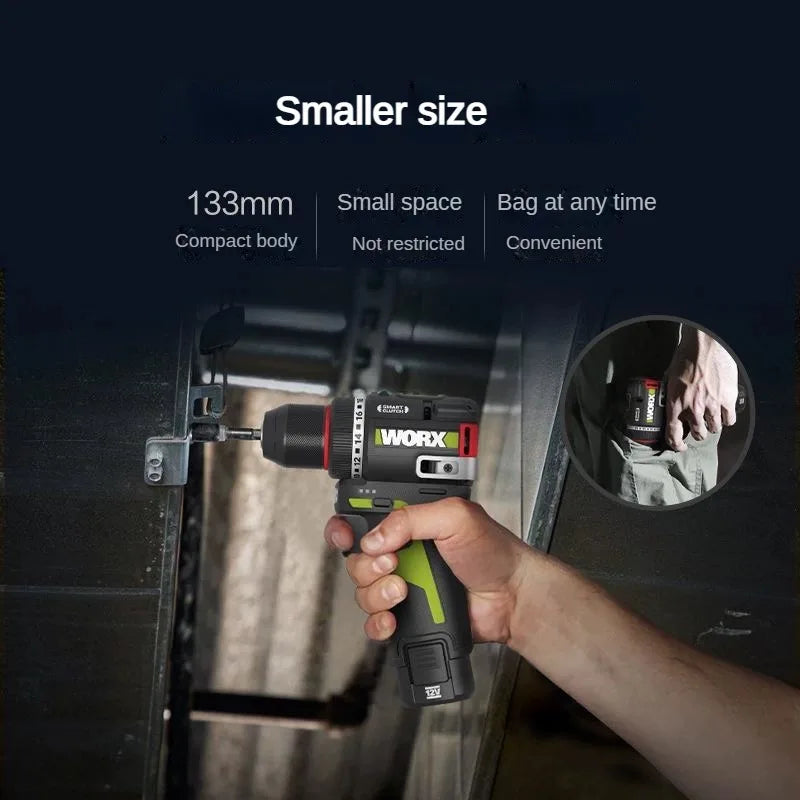 WORX WU135 Cordless Electric Dril12V 50Nm 1800rpm Smart Clucth Auto Stop 2Speed Adjust Metalworking Home Power Tools