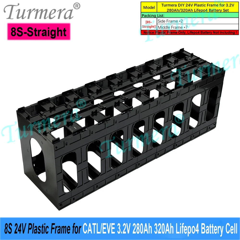 Turmera 12V 24V Battery Frame Flame-Retardant ABS PC Plastic Holder with Latches for CATL EVE 280Ah 320Ah 105Ah Lifepo4 Cell Use
