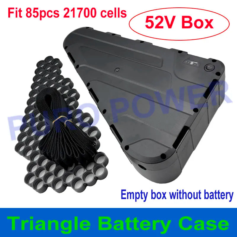 Triangular Battery Box Fits 85pcs 21700 Cells Triangle Case 36V 48V 52V 60V 72V Pre Cut Nickel Strip for DIY EBike Battery Pack