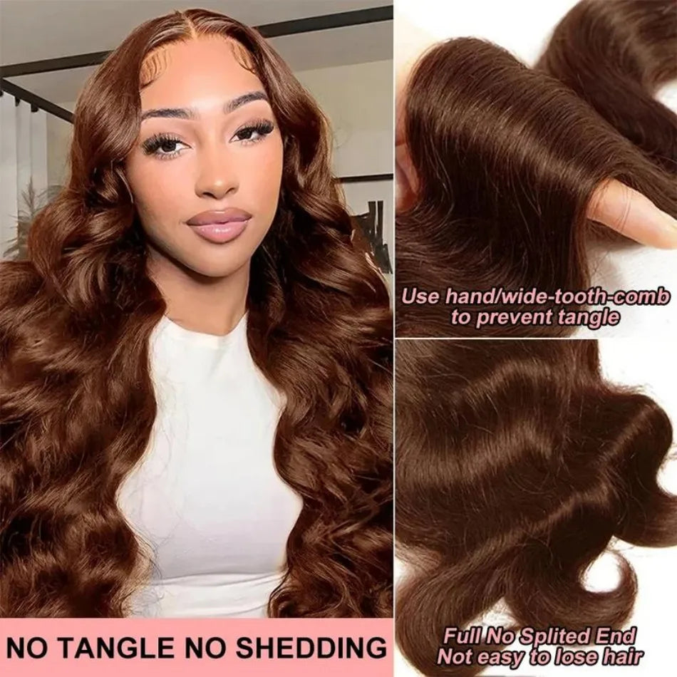 13X6 Hd Lace Frontal Wig Chocolate Brown Human Hair Wigs Body Wave Lace