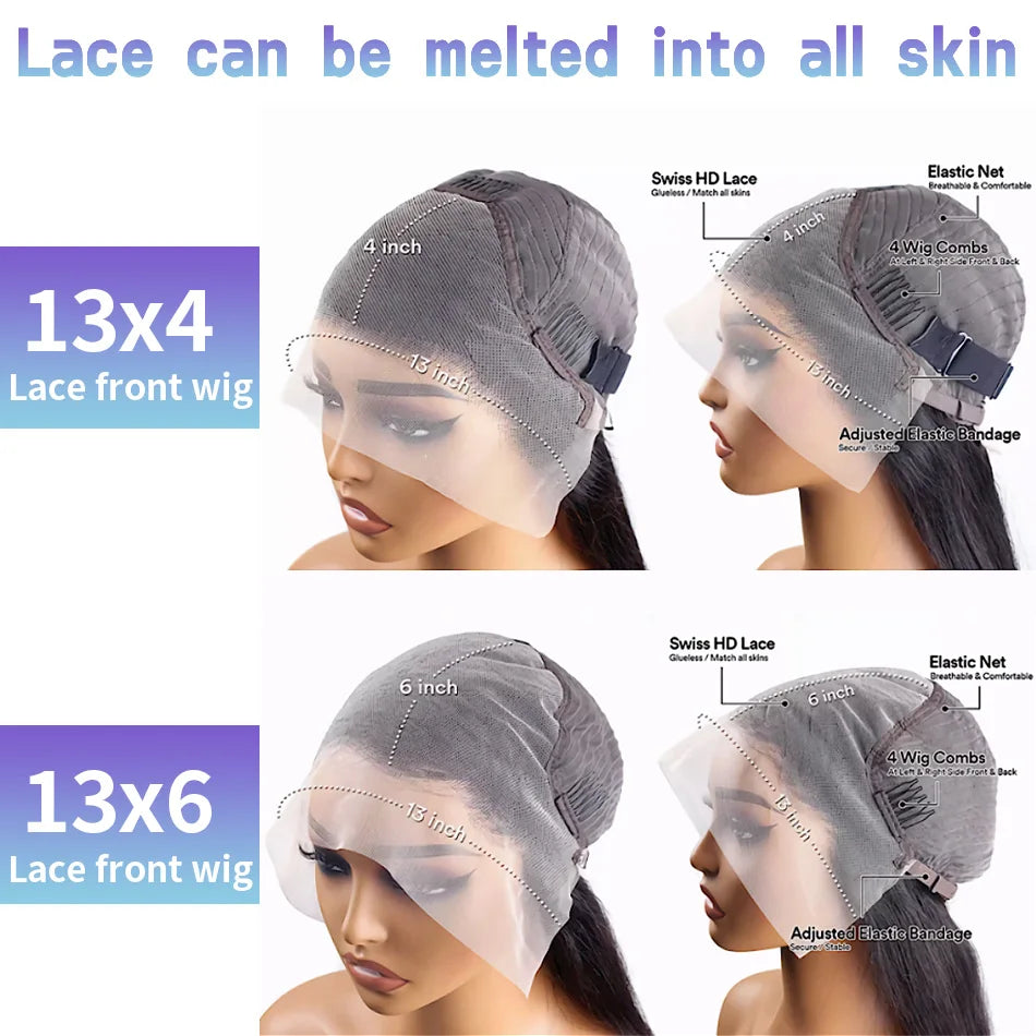 Bone Straight Hd Lace Frontal Wig 13x6 Lace Front Wig Human Hair 30 40 Inch Transparent Lace Pre Plucked Wigs 13x4 HD Lace Wig