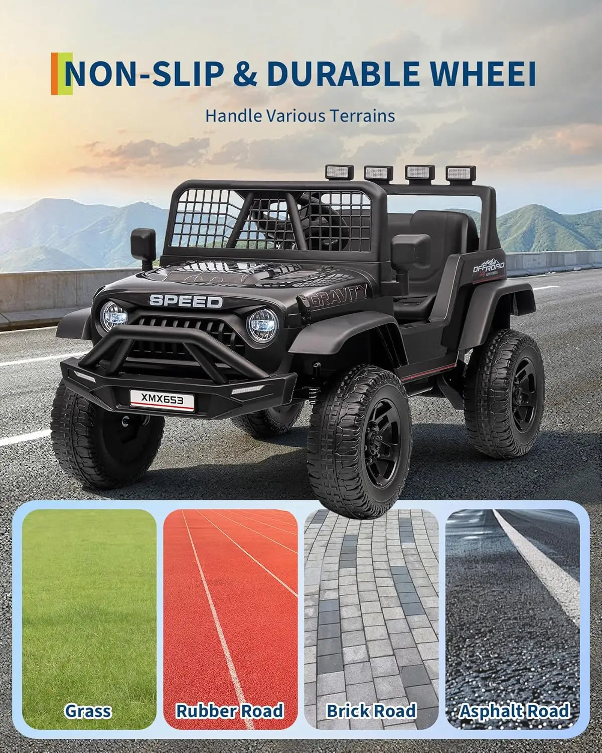Electric Car for Kids Ride On Car with Remote Control Ride On Truck Toy for Toddler Boys Girls Bluetooth Music Player LED Light