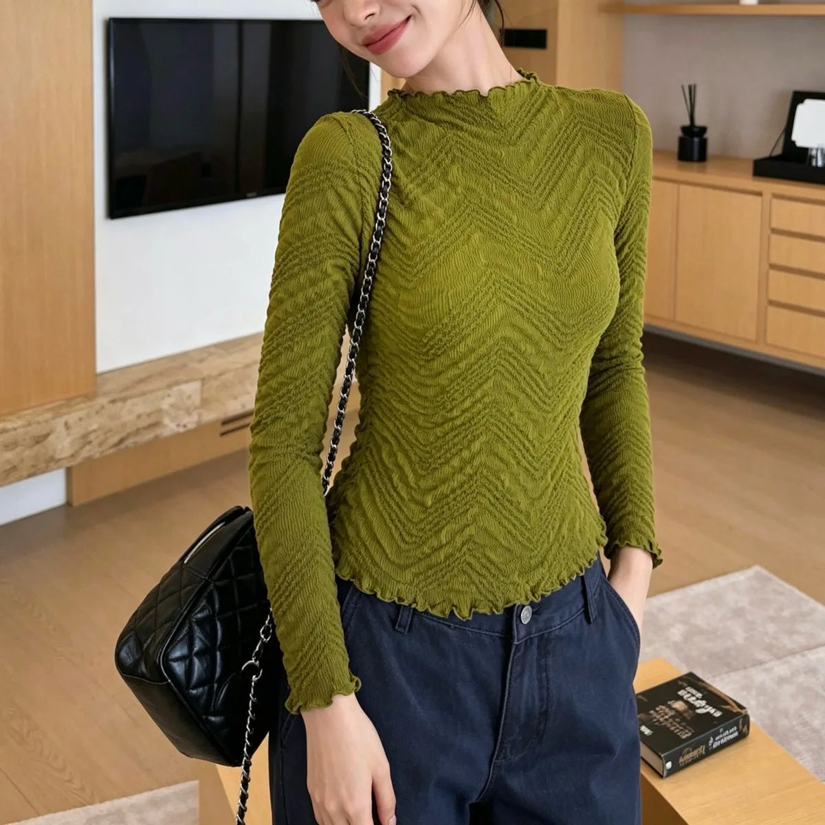 Miyake Pleated T-Shirt Plisse 2026 Slim Fit Long Sleeve Base Fold Shirt Women Autumn Elegant Versatile Inner Layer Pleats Top