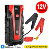2026 Upgraded 99800mAh 12V Jump Starter: Portable Lithium, Dual USB, Flashlight, Emergency Car Battery Booster