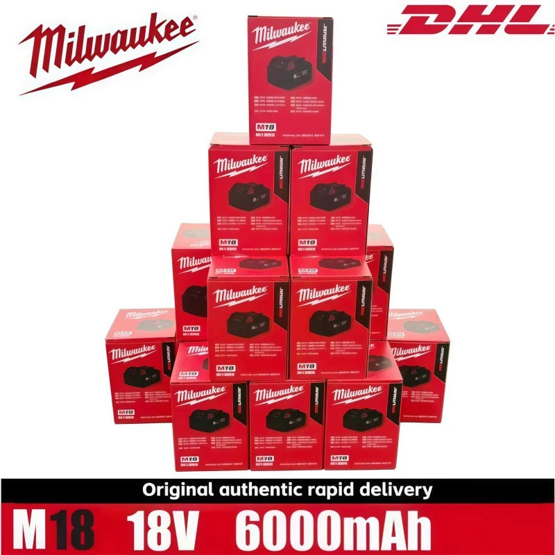 100% New Milwaukee M18 6.0Ah High Output Battery 18V Lithium-ion Rechargeable for Milwaukee M18 Cordless Power Tools 6Ah Battery
