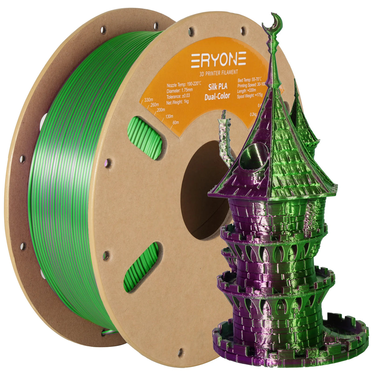 ERYONE 3/5/10KG Dual Color Silk PLA Filament 3D Print,Multicolor Available,Diameter:1.75mm,Tolerance:+/-0.03mm,1KG/Spool