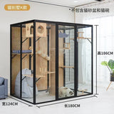AACat Villa Solid Wood Large Free Space Cat House Pet Shop Cat Villa Deluxe Glass Room