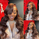 Body Wave Chocolate Brown Wig Human Hair Lace Front Wig Brown Wigs Glueless Human Hair 13x6 5x5 Hd Lace Frontal Wigs For Women