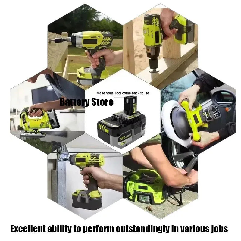 For RYOBI high-performance lithium battery 18V with no memory effect and low self discharge for all tools P104, P107