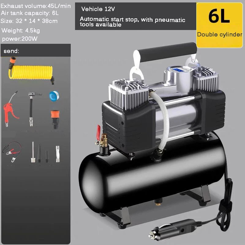 Mini Car Tire Inflator Pump Air Reservoir for Car Painting Small Air Compressor Portable Oil-free Silent Air Pump 3L/4L