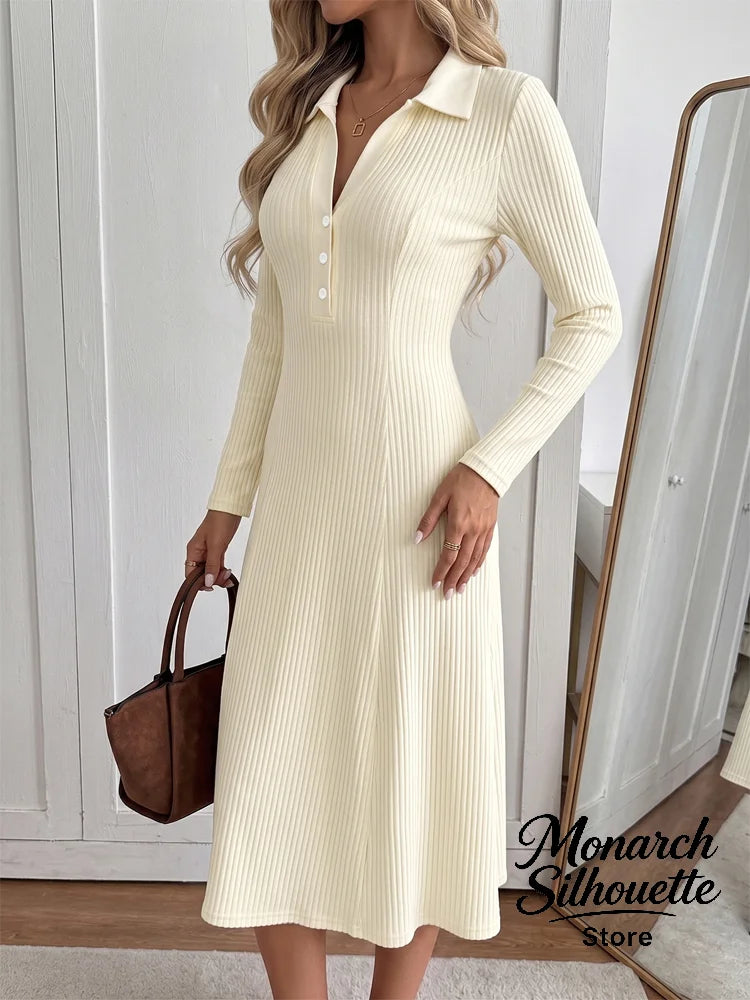 White Polka Dot Slim Fit Dress Women Solid Deep V-neck Puff Sleeves Pleated Front Button Short Dresses 2026 Lady Daily Wear New