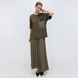 Amii Short Sleeve Tee 2026 Summer New Embroidered Round Neck Drop Shoulder Women's T-Shirt Casual Versatile Top Female 12652006