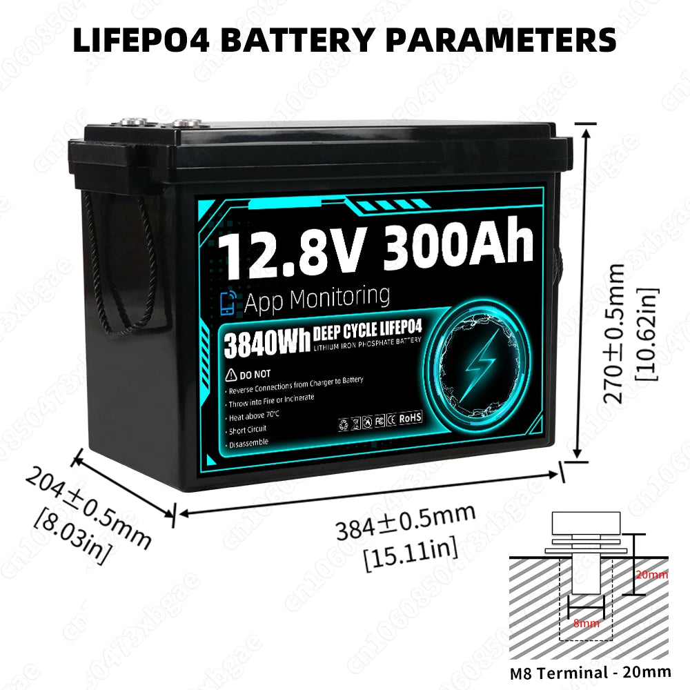 12V 300Ah Lifepo4 Battery Pack Support APP Monitoring Grade A 12.8V Lithium Iron Phosphate Rechargeable Cells DIY 24V 300AH For RV EV Home Energy Storage System Campsite Power Supply equipment Fast Delivery