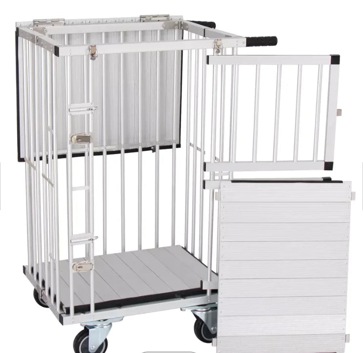 Foldable Aluminum Dog Trolley Handled Pet Cage Small Size Pet Carrier Pet Supplies