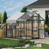 Extra Large Aluminum Outdoor Catio Enclosure For Multiple Cats Walk-in Cat Run With UV-Proof Cover Platforms & Adjustable Doors
