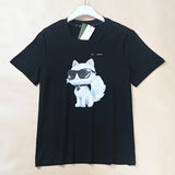 Summer New Women's Cotton Heat Transfer Letter Cartoon Pattern round Neck Short Sleeve T-Shirt Casual Slim Fit K Brand T-shirt