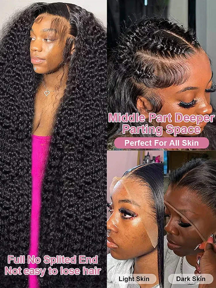 Kinky Curly 13x4 Lace Front Human Hair Wigs For Women Indian Deep Curly Lace Frontal Wig Wet And Wavy Closure Wigs 200% Density