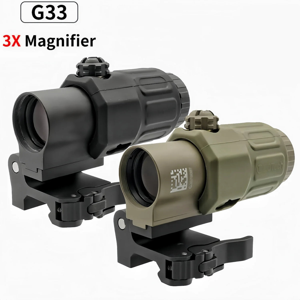 Tactical G33 G43 G45 Sight Fixed 3X 5X Magnifier Scope with Quick Disassembly and Flipping for Airsoft Hunting Collimator
