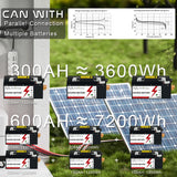 24V 48V 50Ah 100Ah 200AH LiFePO4 Battery Pack Built-in Bluetooth BMS For Solar Home Storage Golf Cart Boat RV Tax Free