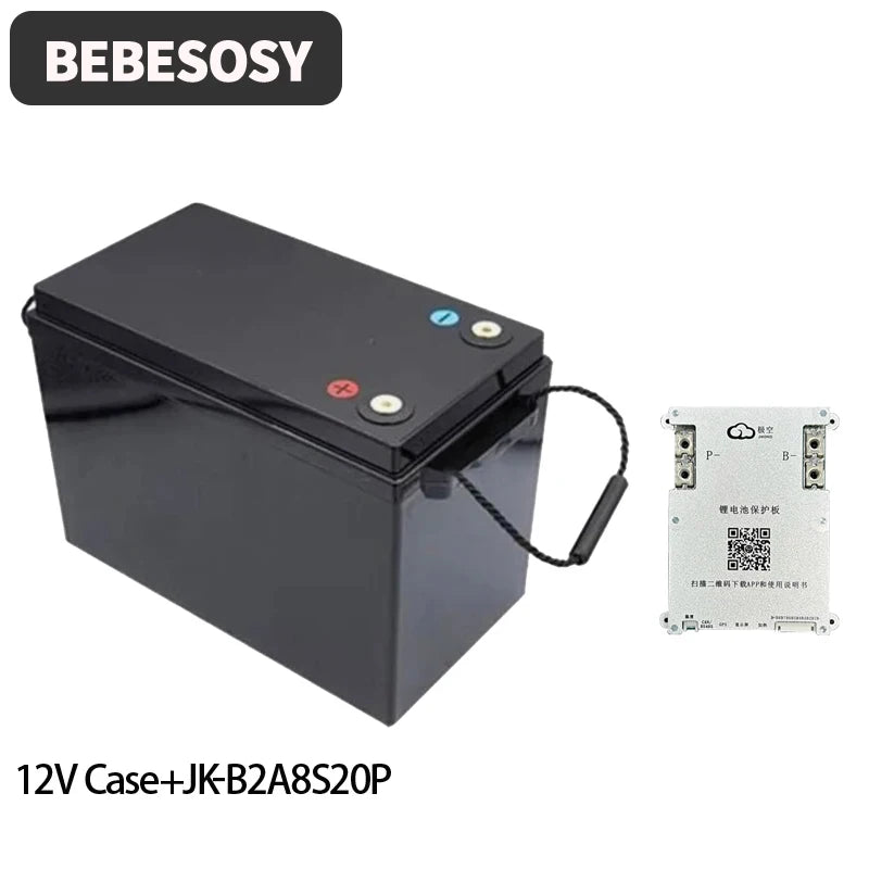 Case 12V 280AH DIY Battery Case Portable Battery Box 230AH 4S Optional 200A BMS 2A Active Balance TFT LCD Tape Bolt For RV