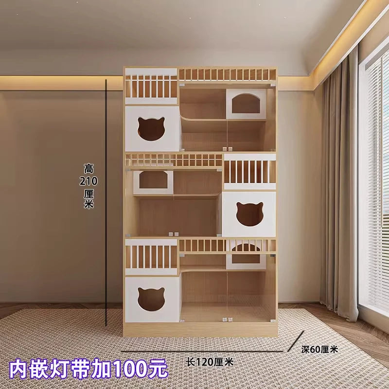 Cat villa solid wood pet store display cabinet house luxury foster breeding cat delivery room cattery custom
