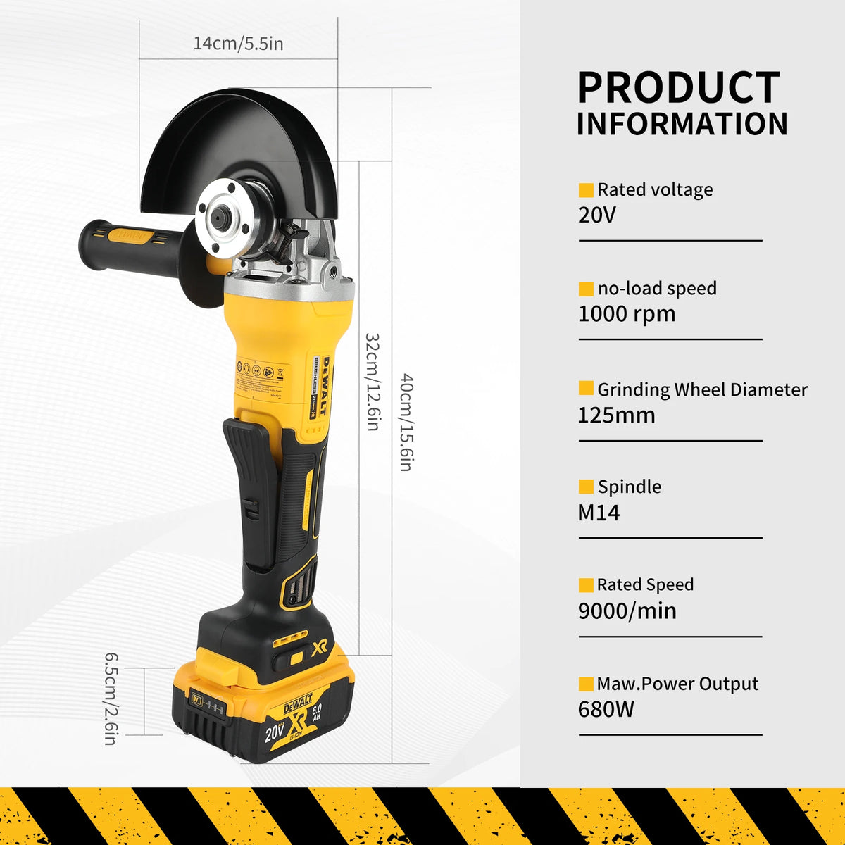 DEWALT DCG406 125MM 4-1/2" Angle Grinder 18V Brushless Maglev 9000RPM 414N Recoil Brake for Metal Stone Cutting Grinding