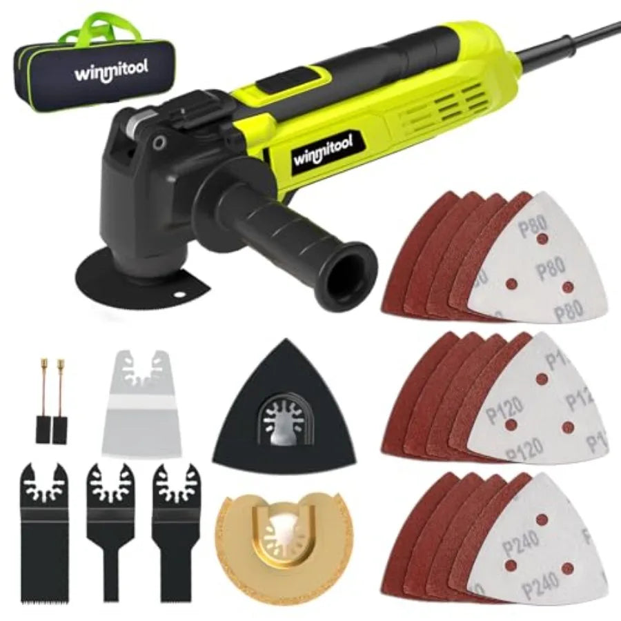 Electric Oscillating Tool for DIY and professional use green ABS plastic body 2.5-Amp motor 3.2 oscillation angle 7 variable sp