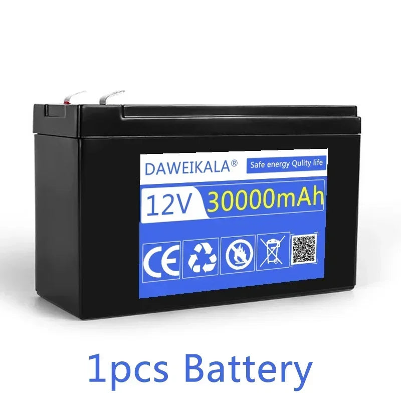 12V Battery 30Ah 18650 lithium battery pack 20A sprayer built-in high current BMS electric kid's car battery 12.6V 3A charger