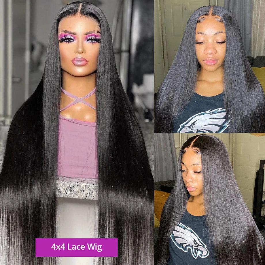 HD Transparent 13x6 Lace Front Human Hair Wigs Straight Remy Raw Indian Hair 13x4 Lace Frontal Wig For Women Closure PrePlucked